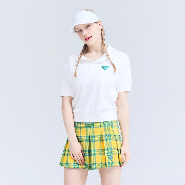 AVAVE Women'S Check Pleated Skirt Yellow