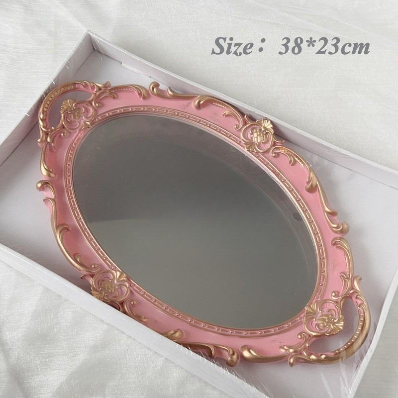 European Style Retro Carved Mirror Exquisite Golden Jewelry Tray Multifunctional Wall Mounted Mirrors for Room Decoration 2025
