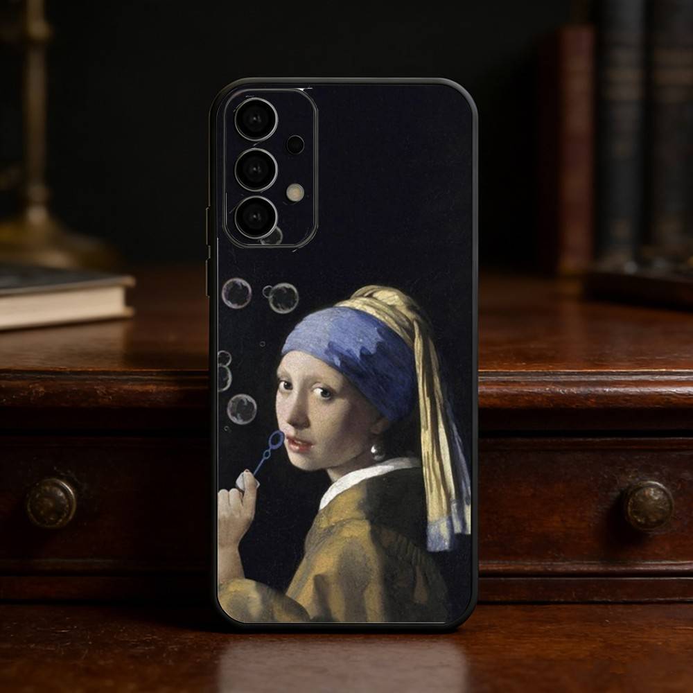 Girl With A Pearl Earring Vermeer phone Case For Samsung S25,24,21,22,23,30,Ultra,20,Plus,Fe,Lite,Note Soft Black Cover