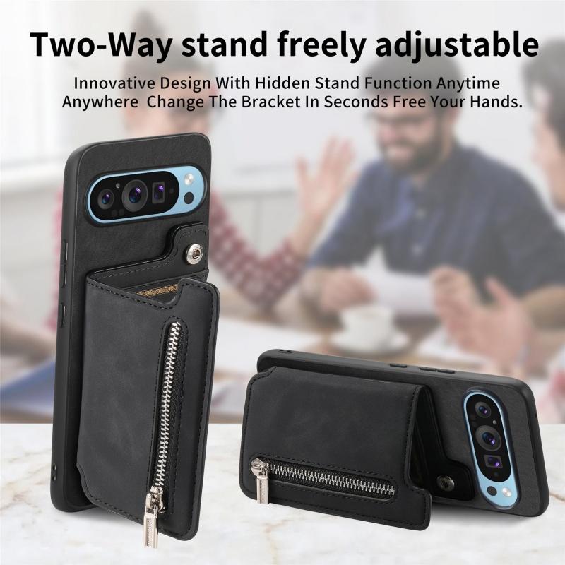 2 in 1 Magnetic Leather Zipper Wallet Phone Case for Google Pixel 10 Pro XL 8 7A 7 9A 8A Card Slots Flip Cover Coque Hoesje Etui