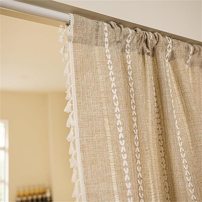 Home Door Curtain for Doorway, Light-filtering Privacy Curtain Bohemian Embroidered Curtain Decoration, Suitable for Temporary Room Dividers,