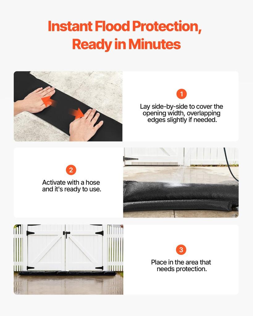Flood Barrier, 10 Pack, 1530 X 210 Mm Flood Bags with Bucket, Reusable Water Absorbent Barrier Activated by Water, Sandless Sandbags Blockage,