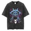 T-shirt Anime Giapponese Solo Leveling Stampa Vintage Lavato Harajuku Streetwear T-shirt Grafica T-shirt Estiva a Maniche Corte
