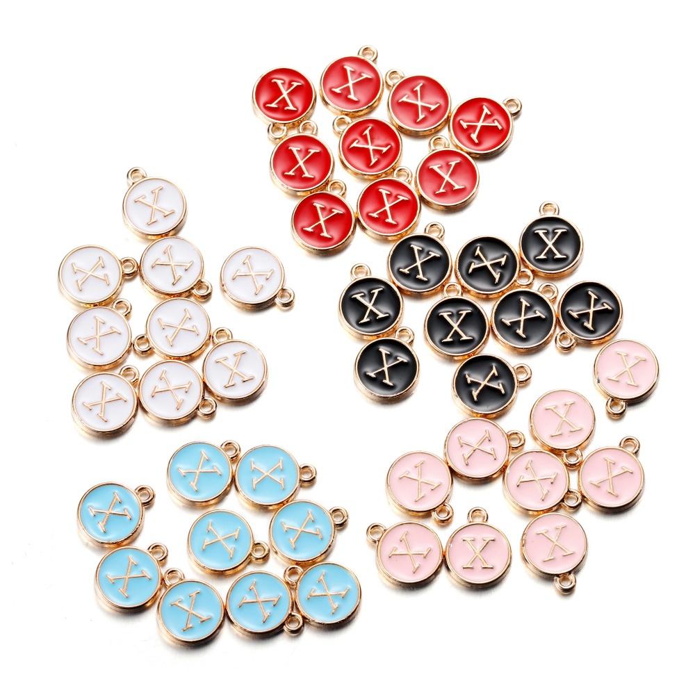 20Pcs 12*15mm A-Z Letter Charms Enamel Charms Alphabet Initial Letter Handmade Pendant for DIY Bracelet Necklace Jewelry Making