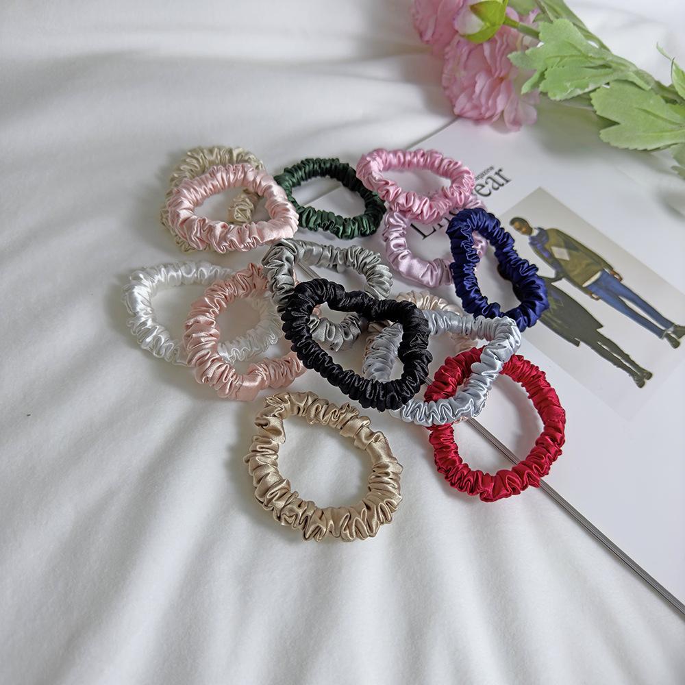 1cm Satin Scrunchies Hair Ties, Soft No-Damage Elastic Hair Bands for Women Kids