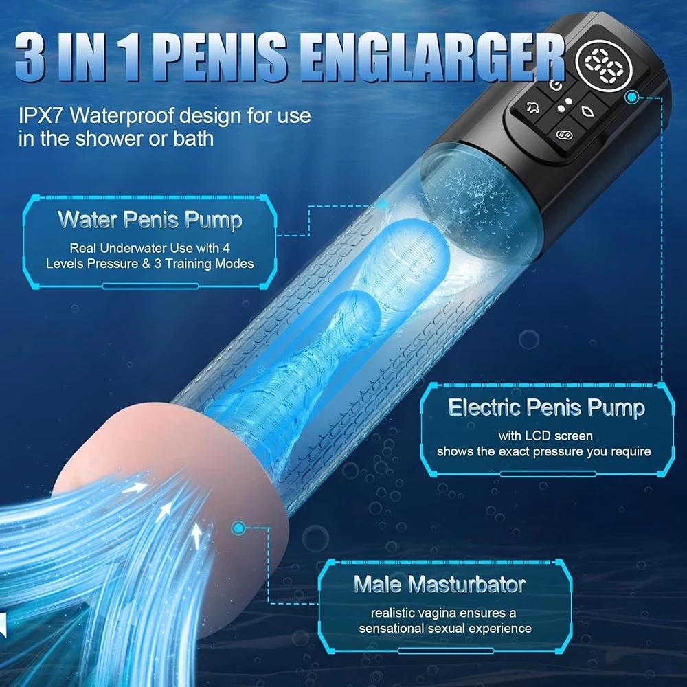 Automatic Penile Enhancer Exercise Electric Penis Pump Sex Toy for Men Masturbator Adult Male Penis Enlargement Vacuum Pump IPX7