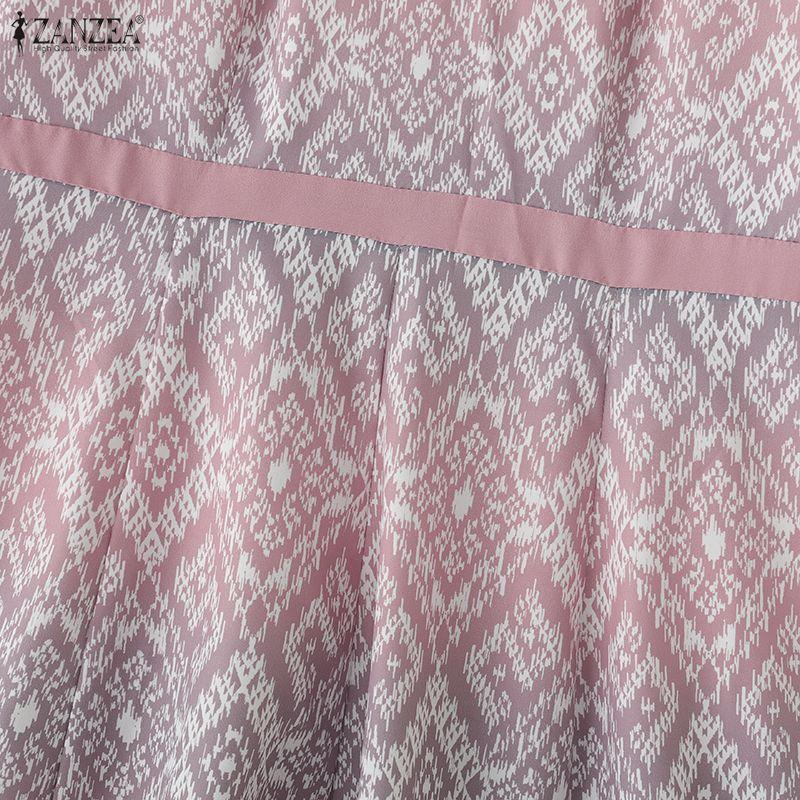 ZANZEA Women Casual Round Neck Summer Short Sleeve Print Dress