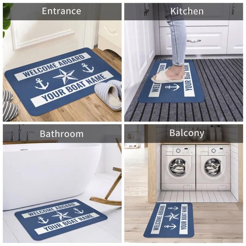Welcome Aboard Nautical Boat Front Door Mat Anti-Slip Outdoor Absorbent Doormat Living Room Entrance Rug Carpet