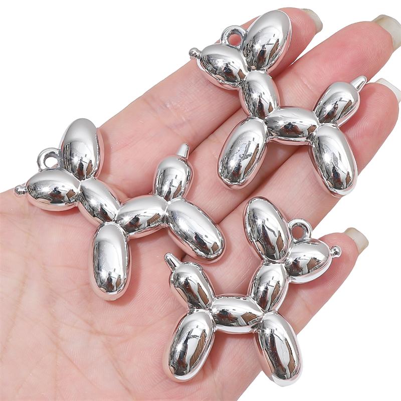 

1/2 шт. акриловый гальванический УФ-шар подвеска в форме собаки подвески для изготовления ювелирных изделий своими руками серьги-браслеты 42x43mm 2pcs серебряный