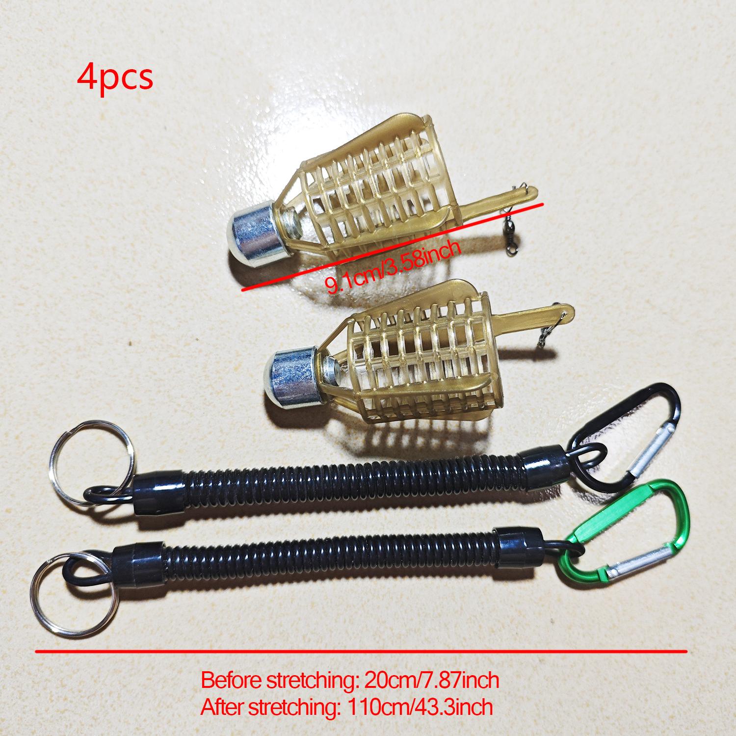 

4 шт. 27 г Остроконечная кормушка-клетка для прикормки, кормушка для прикормки, леска телефонного типа, инструмент для приманки, противоскользящая веревка, телескопическая рыболовная веревка