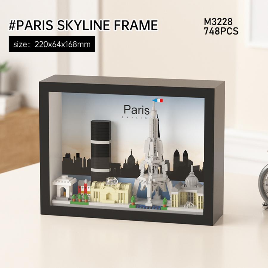 

World Famous Construction Latest York London Pairs Dubai City Skyline Construction Bricks DO IT YOURSELF Po Frame Pendant Wall Decor Ideal For Home with box