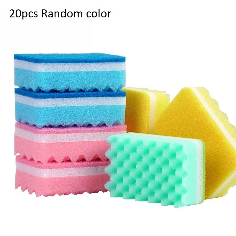 

20pcs Sponge Wipe Colored Small Wave Sponge Scouring Pad Kitchen Cleaning Dishwashing Sponge Block Cleaning Tool Cleaning Brush