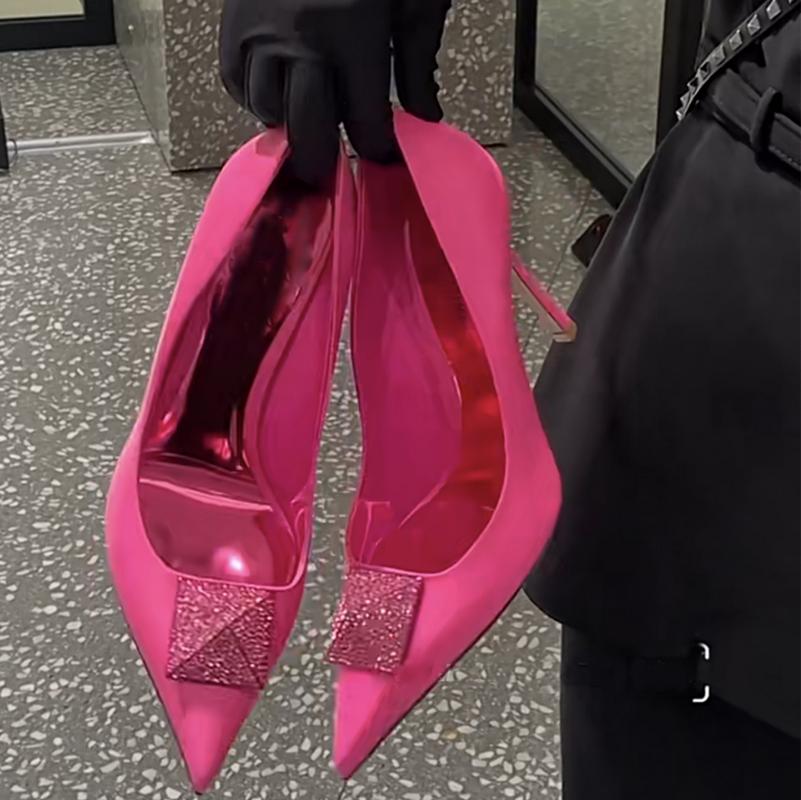 Luxurious French Pointed-Toe High Heels For Women 2026 New Square-Buckle Fashionable And Sexy Slim Single Shoes