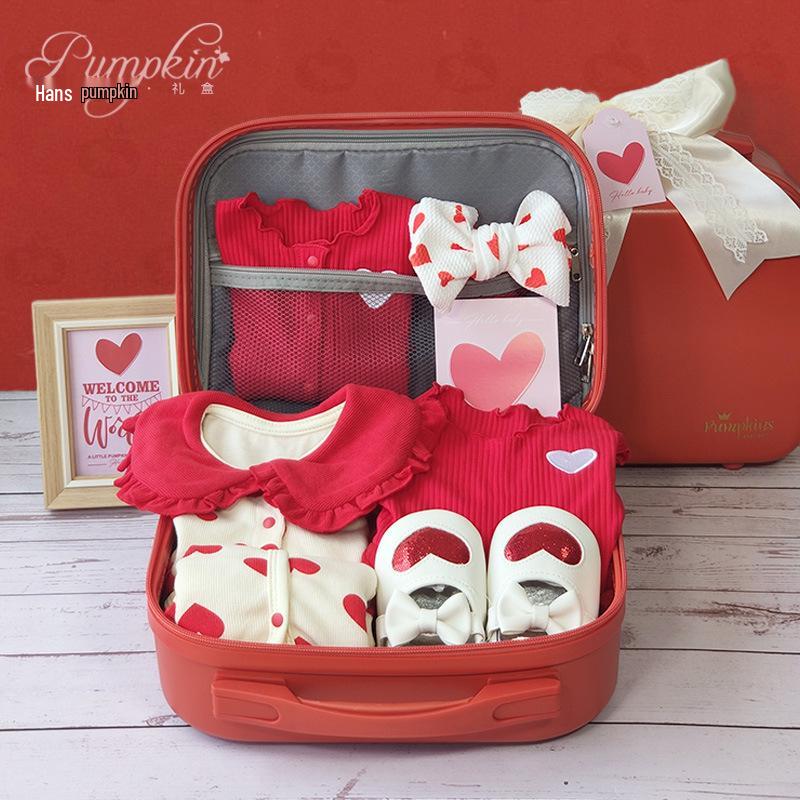 Red Heart Baby Gift Box: Festive Blessing for Newborns and Little Princesses - First Birthday, Hundred Days Celebration