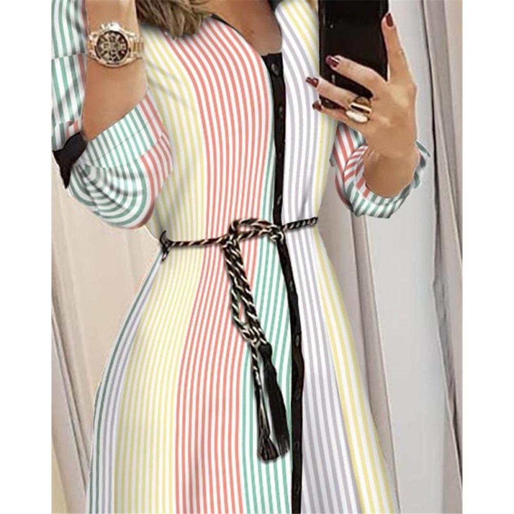 Europe And The United States Women's Temperament Printing Strapped Shirt In The Long Section