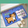 Cute Cartoon Dog Cat Checkered Pattern Diatom Mud Floor Mat For Bathroom And Living Room