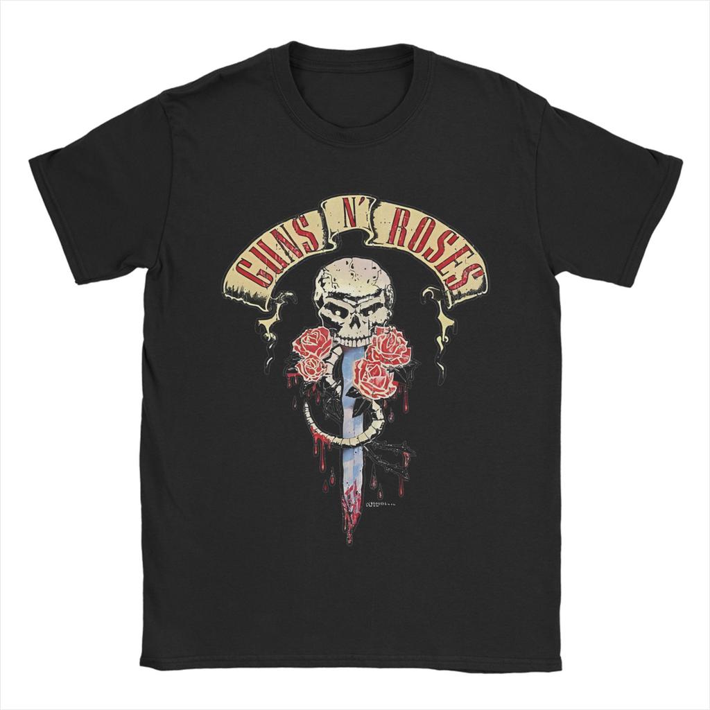 Guns N Roses Graphic Print  T Shirts for Men 100% Cotton Funny T-Shirt Round Collar  Rock Band  Tee Shirt Short Sleeve Clothes