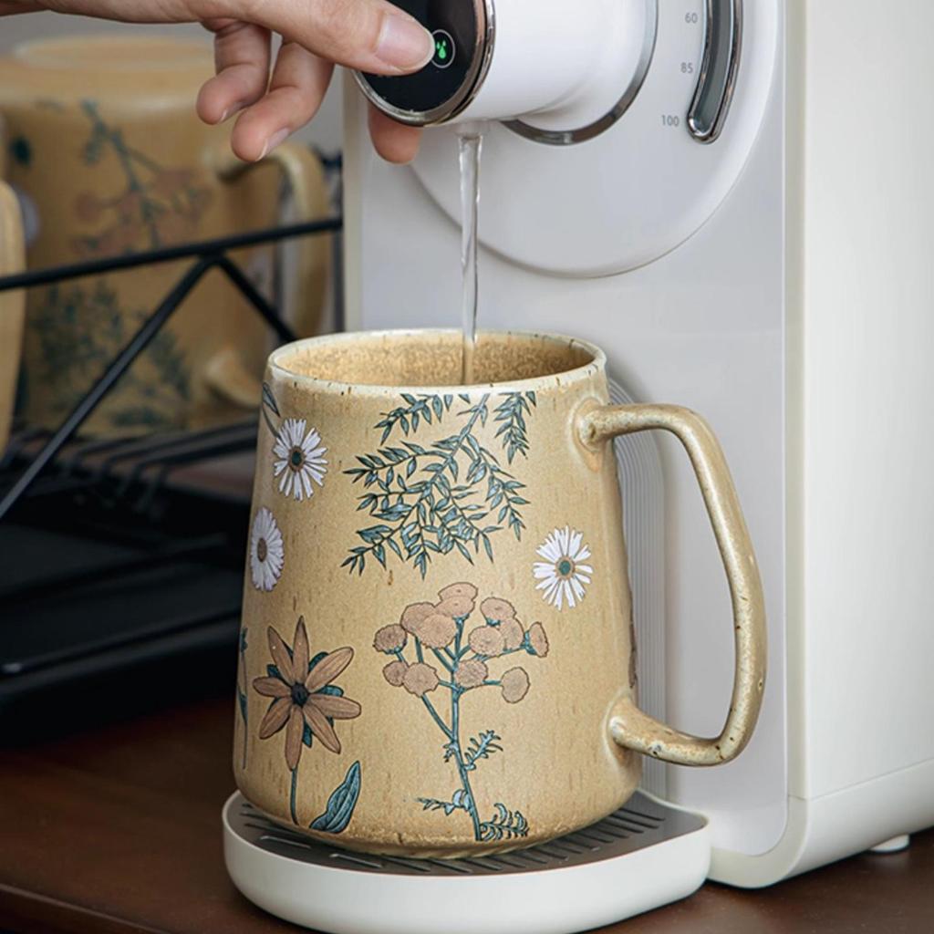 Ceramic Mugs Coffee Cups Hand Painted Irregular Flower Milk Tea Cup Korean Style Oatmeal Breakfast Mug Drinkware Kitchen