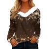 Langermede skjorter for kvinner Søte topper juletrykk T-skjorter Bluser Uformell Pluss størrelse Basic Topper Pullover