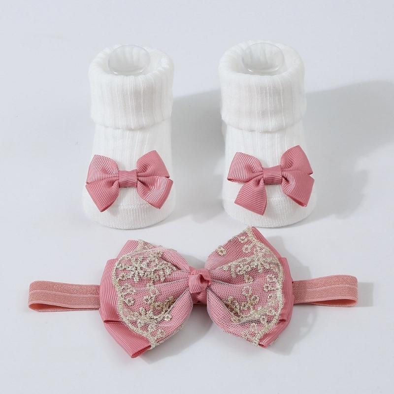 Baby Strick Socken Kopfbedeckung Prinzessinnen Stil Baby Mädchen Stirnband Socken Modische Haaraccessoires für Säuglinge & Babys