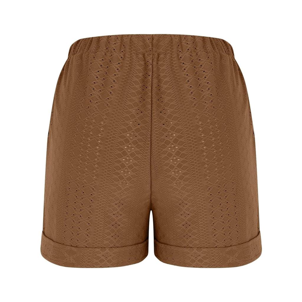 Lässige Sommer-Strandshorts für Damen, elastisch, einfarbig, lässige Shorts