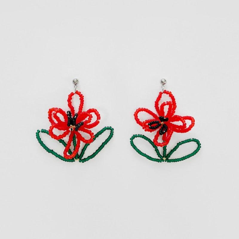 FANTASTIC PLANET red big flower earrings