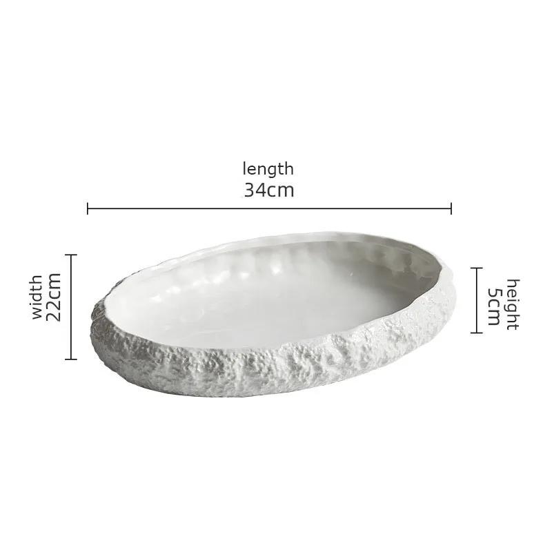 Stone Patterned Ceramic Dining Plate Main Dish Plate Oval Sushi Plates Dim Sum Dish Pasta Dish Steak Plates Dessert Bowl Tray