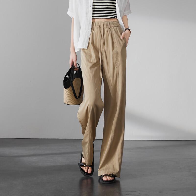 SOFSIL Women s High-Waist Wide-Leg Drawstring Trousers S