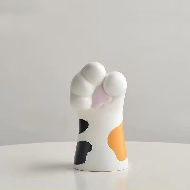 1PC Ornaments Funny Vase Painted Pattern Resin Exquisite Home Decor Cat Lover Gifts Cat's Paw Shape Cute 15.7x7.9x8.2cm