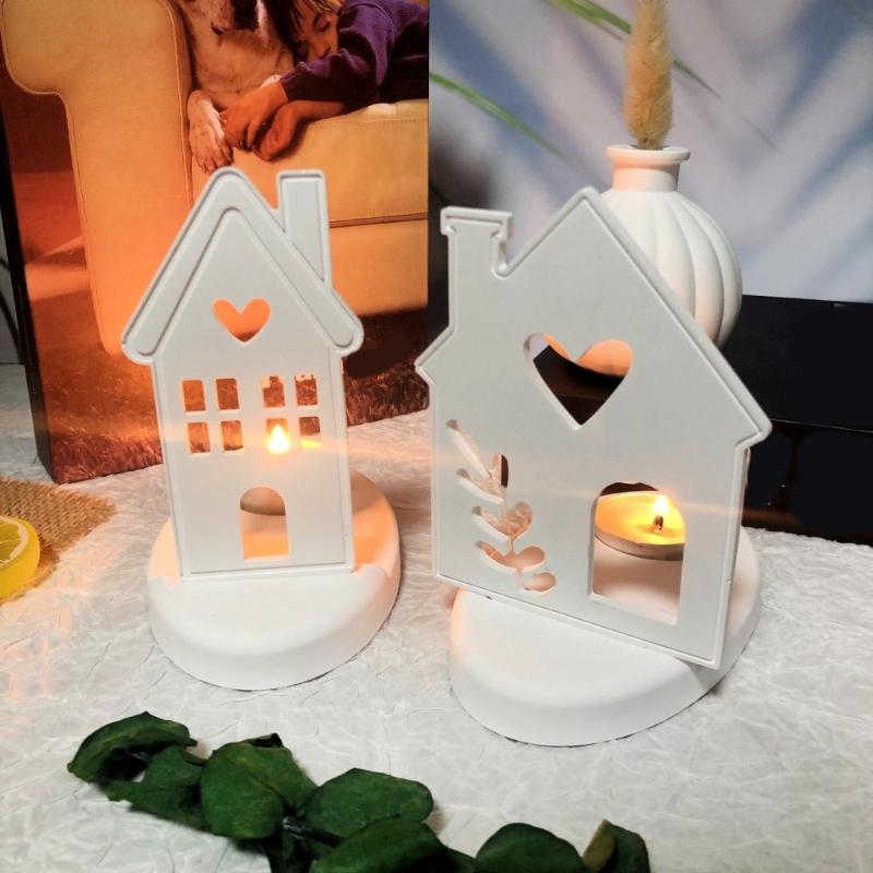 Heart House Candle Holder Molds for Resin Epoxy Casting Mold DIY House Shaped Candlestick Mould with Base Home Decors