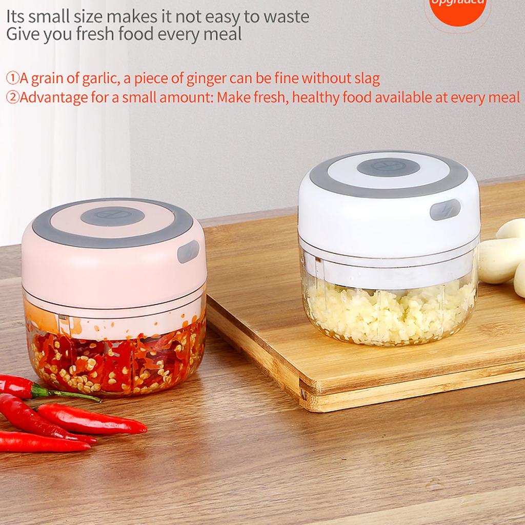 Mini Garlic Grinder Electric Garlic Chopper Cordless Food Fruit Vegetable Blender Kitchen Gadgets 250ML USB Rechargeable