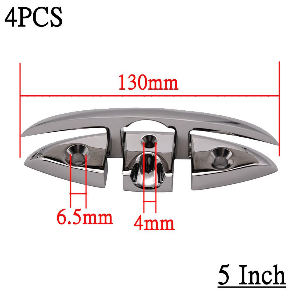 4PCS Stainless Steel Cleat Marine Hardware Foldable Boat Cleats Folding Deck Mooring Cleat Flush Mount Cleat Boat Accessories 5 Inch