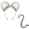 Mouse Costume Accessories Faux Furs Foxes Tail and Ears Headband Set Animal Halloween Cosplay Costume for Women Men