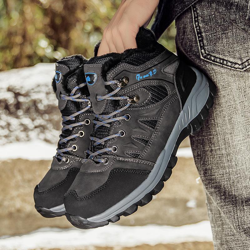 New winter outdoor hiking shoes couple shoes high-top men's large-size wear-resistant tooling shoes