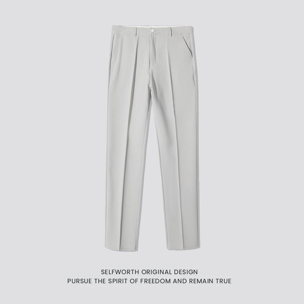 Men's Slim-Fit Tapered Trousers – Solid Color, Casual & Business-Ready