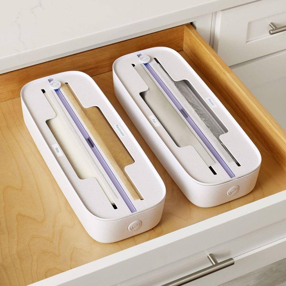 

Adjustable Plastic Wrap Dispenser Space-saving Food Wrap Dispenser for Kitchen белый