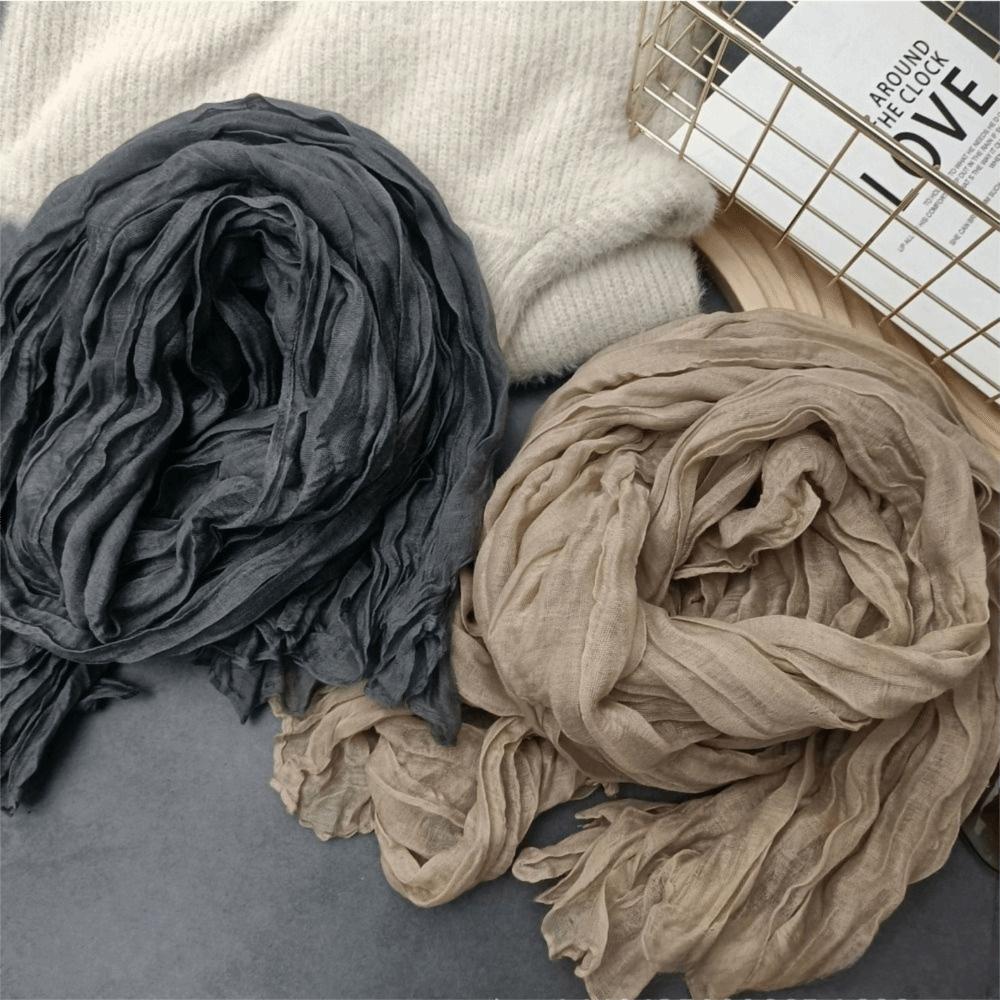 Retro Pleated Printed Scarf Luxury Brand Designer Long Shawl Wrap For Spring Autumn Winter