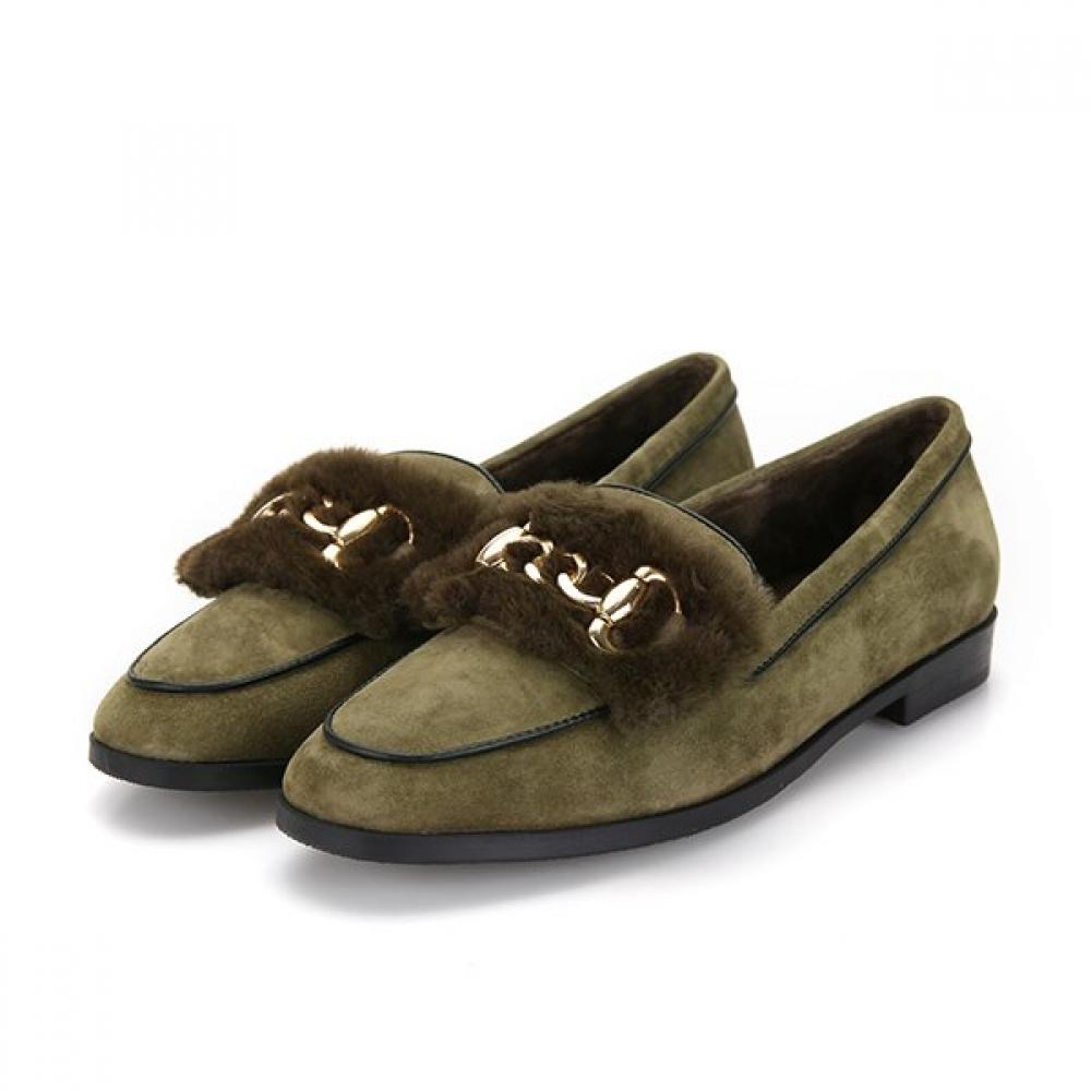 Barbara Suede Fur Gold Decoration 2cm Loafer Bbf554kk