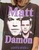 Matt Damon Vintage Schauspieler Porträt Grafik Comfort Colors® T-Shirt und Kinder-T-Shirt, Lila Promi Fan Geschenk T-Shirt