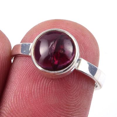 Anillo de Regalo Hecho a Mano de Plata de Ley Maciza 925 con Piedra Preciosa de Granate Natural Talla 6 a9c35