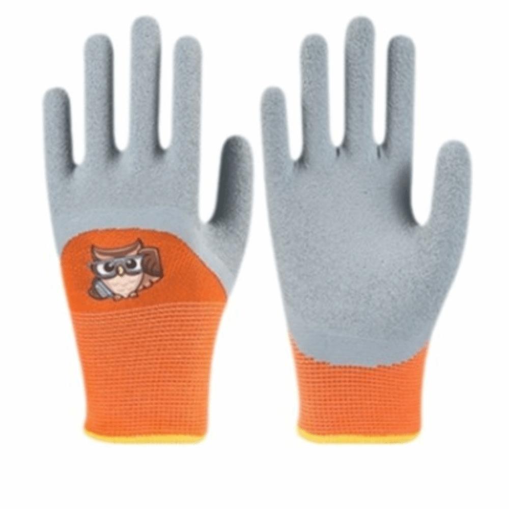 

Cartoon Kids Garden Gloves Non-Slip Kids Beach Gloves Multi-purpose Work Gloves Yard Work Orange Owl