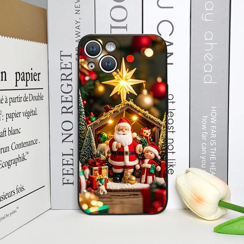 Cartoon Christmas-themed Santa Claus Phone Case for IPhone 16 12 11 14 13 15 Pro Max Mini X XS MAX XR SE2 7 8 14 Plus Soft Cover
