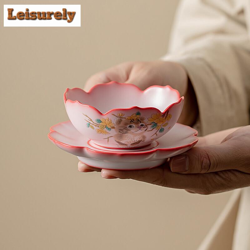Exquisite Lard Frozen Ceramic Tea Separator Infusor Cute Yellow Cat Tea Strainer Tea Soaking Tea Filter Holder Teaware Ornament