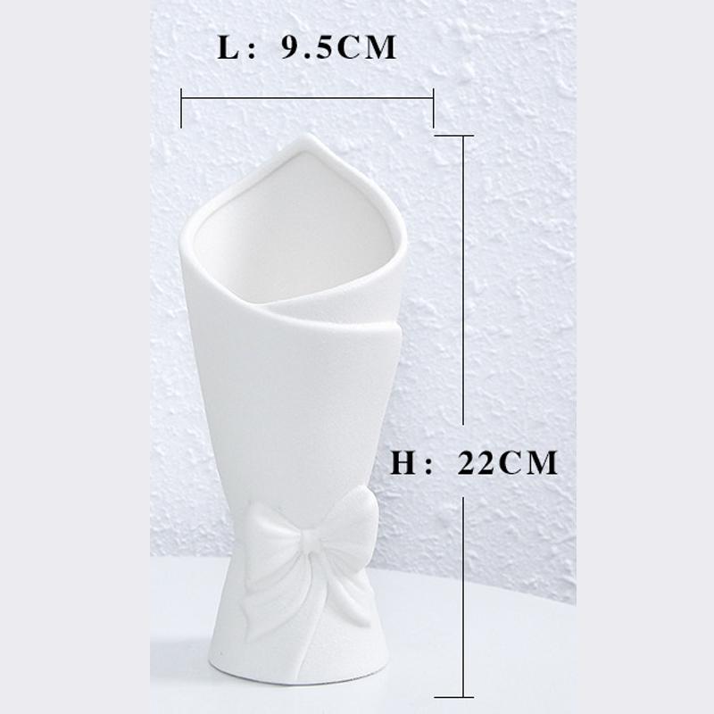 

Northern Europe Highend Ceramic Flower Arrangement Device Creative Bow Vase Living Room Bedroom Dining Table Home Decoration 1Pc