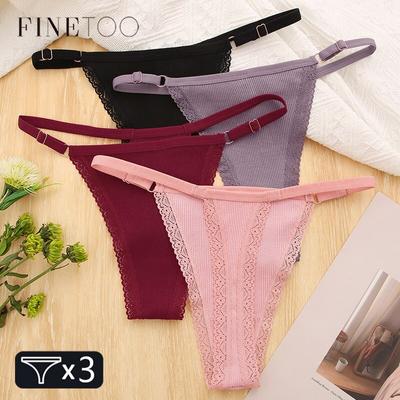 3 Τεμ./σετ Δαντελένια Βαμβακερά Thongs S-XL Γυναικεία Μονόχρωμα G-string Σέξι Δαντελένια Μπικίνι Εσώρουχα Γυναικεία Χαμηλοκάβαλα T-Back Εσώρουχα