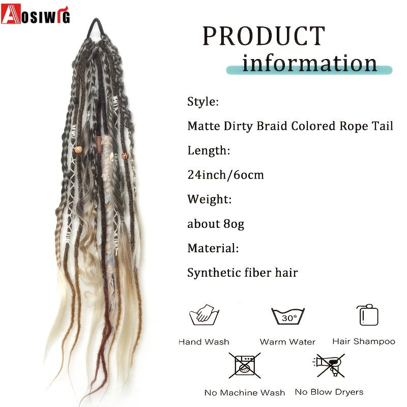 24 Inch Synthetic Handmade Braided Ponytail for Women Mixed Braid Patterns Easy Install Versatile Look Daily Party Cosplay