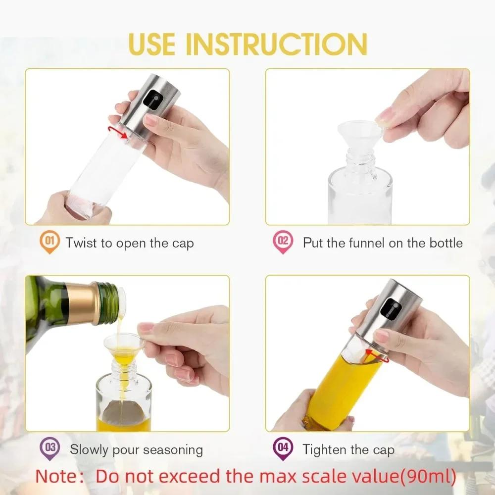 100 ML Glass Oil Mister Oil Sprayer for Cooking with Brush Oil Dispenser Oil Spray Bottle for Kitchen Air Fryer Grilling BBQ