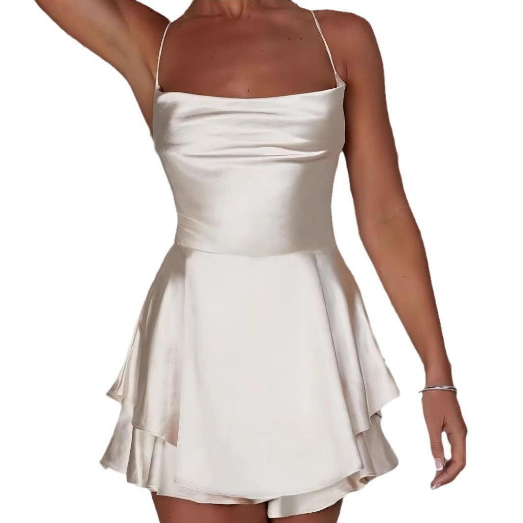 Schlankmachendes ärmelloses Neckholder-Rückenfreies Kleid für Damen - Sommer 2024