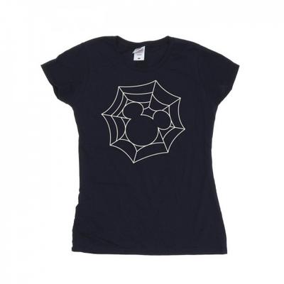 Camiseta feminina/feminina de algodão com teia de aranha do Mickey Mouse
