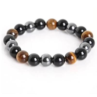 Bracelet - Kalavika - Tiger's Eye - Hematite - Obsidian - 10 Mm